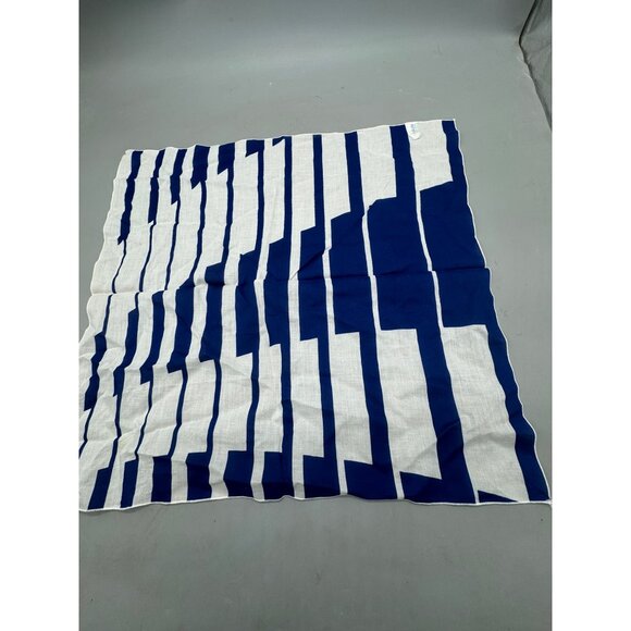 Vintage Blue & White Geometric Pattern Textile Fabric cotton square sheer READ - Picture 6 of 7